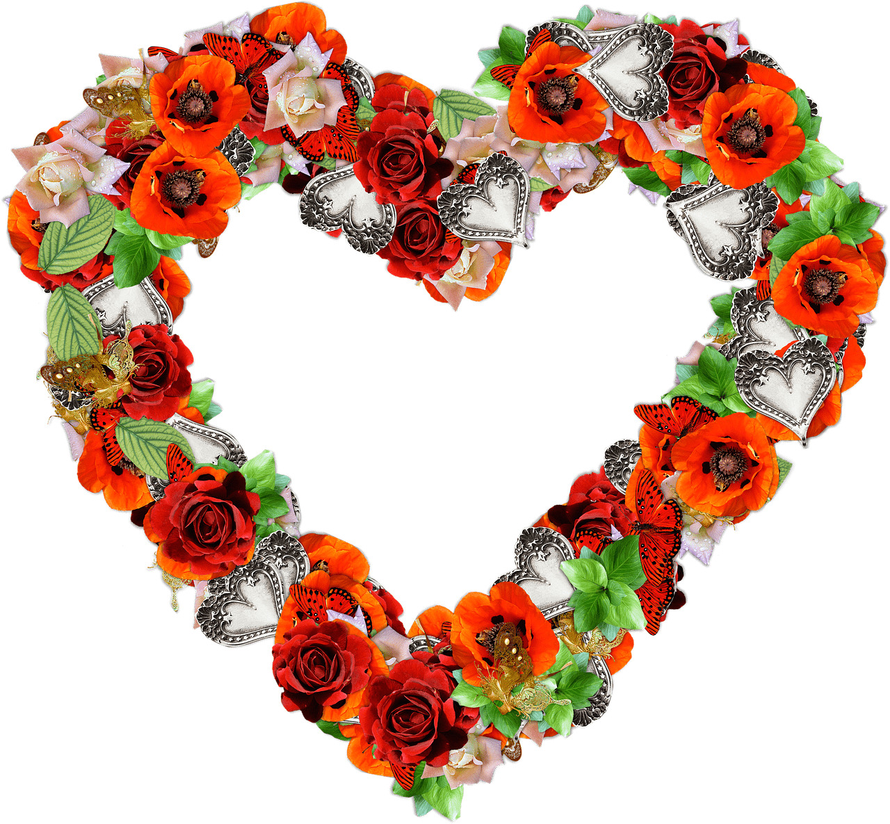 Heart Made Of Poppies and Roses icons
