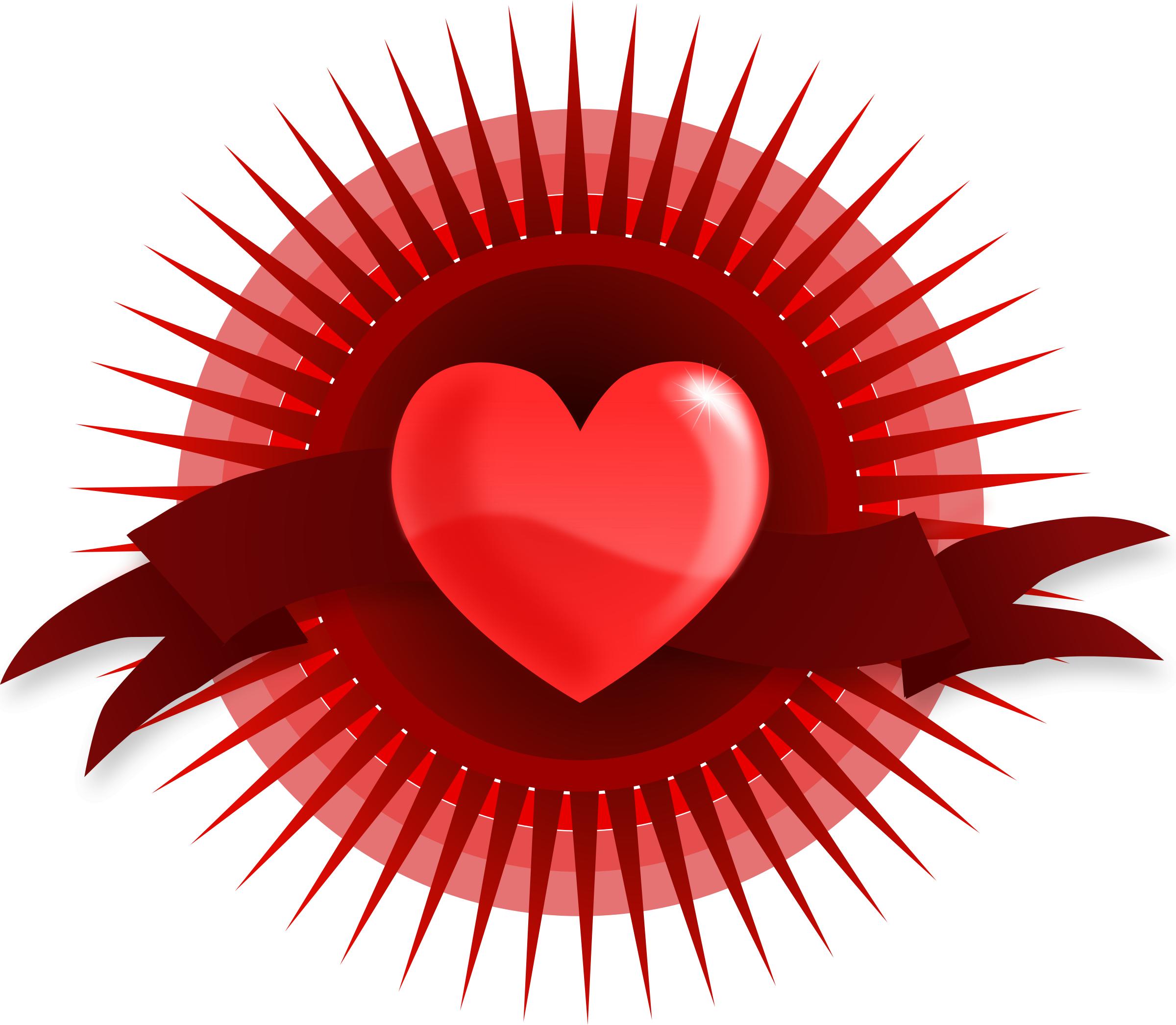 Heart with Rays and Banner PNG icons