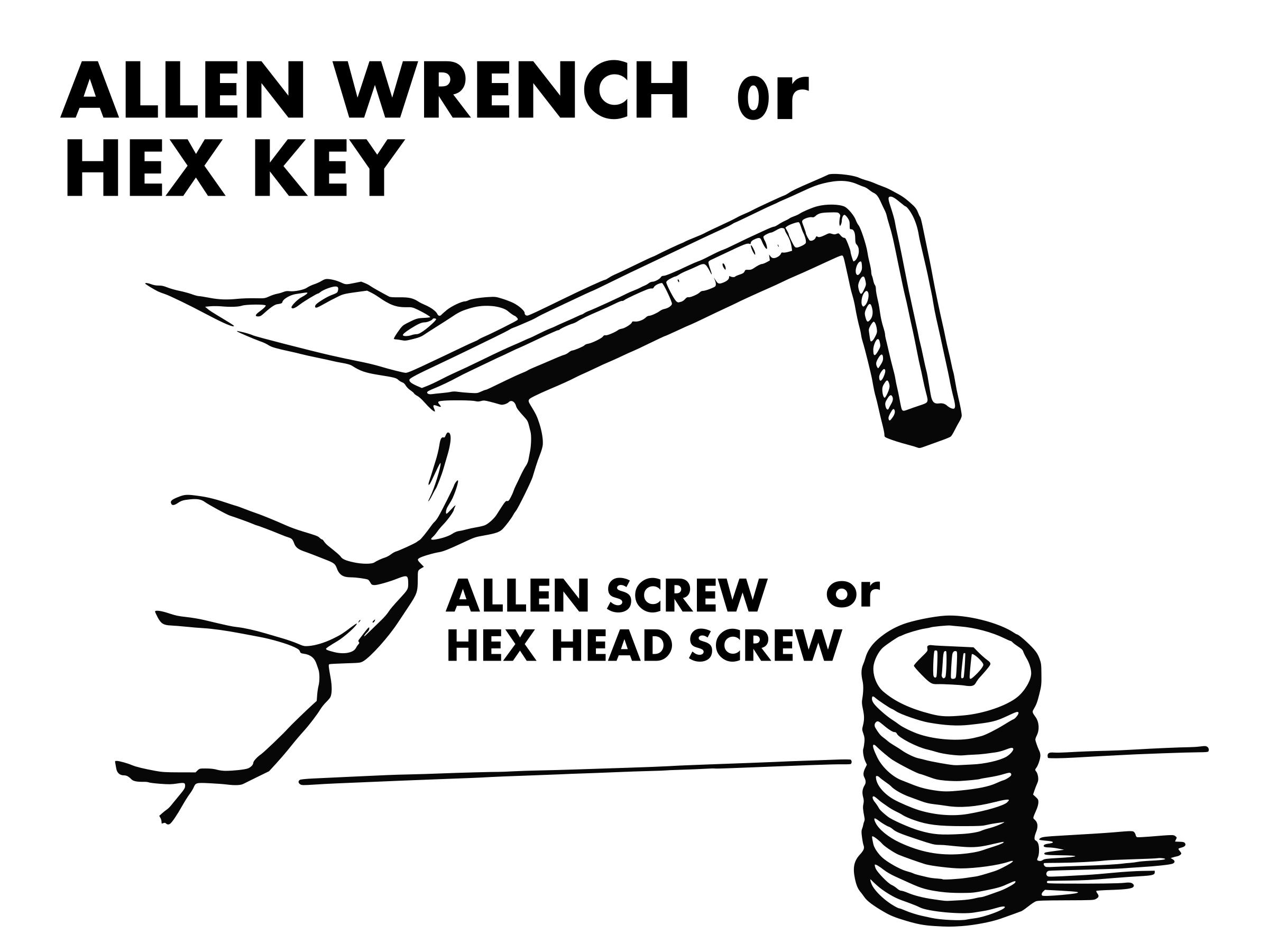 Hex key(Allen wrench) and screw png