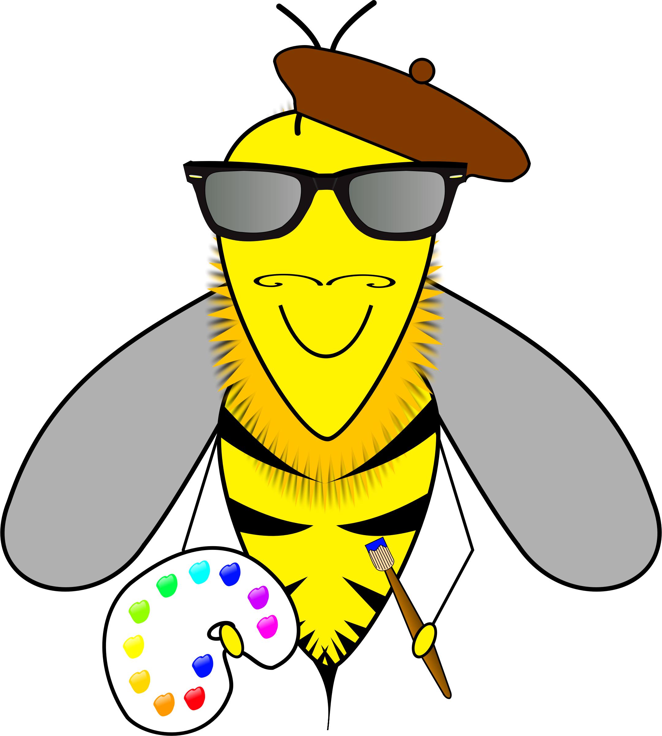 Hipster bee artist png