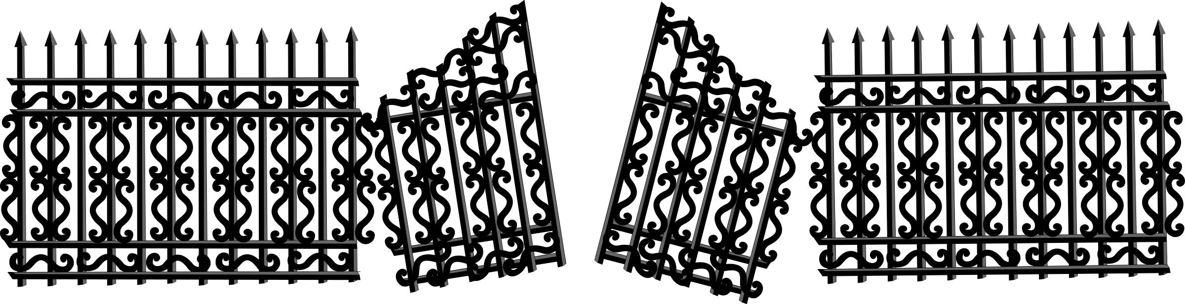 Iron Fence with Broken Gate png