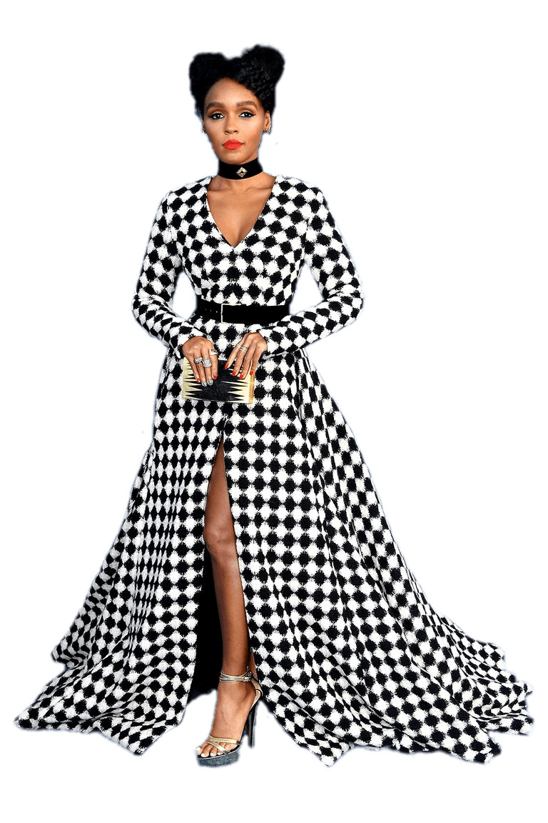 Janelle Mona?e Black and White Dress png icons