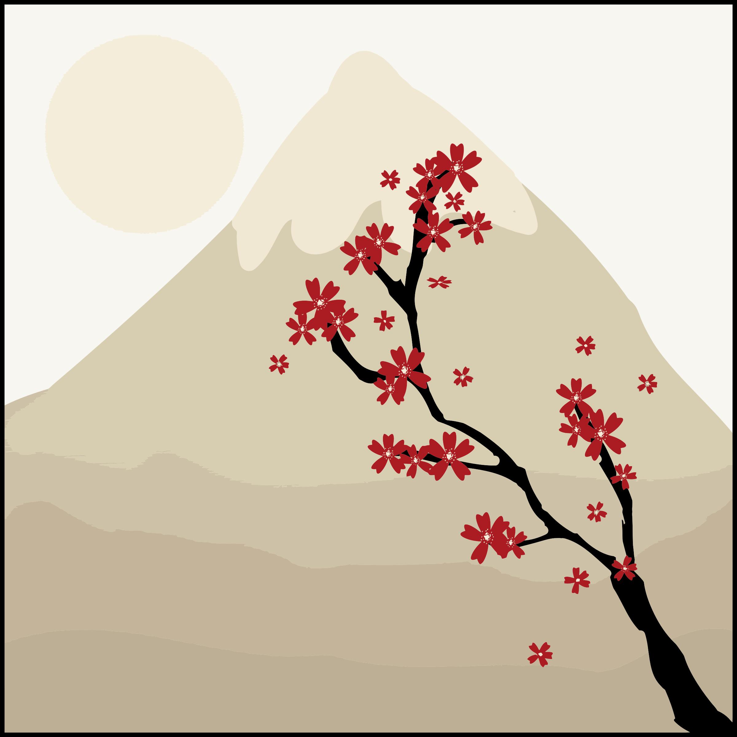 Japanese Maple Tree In The Shadow Of A Mountain png