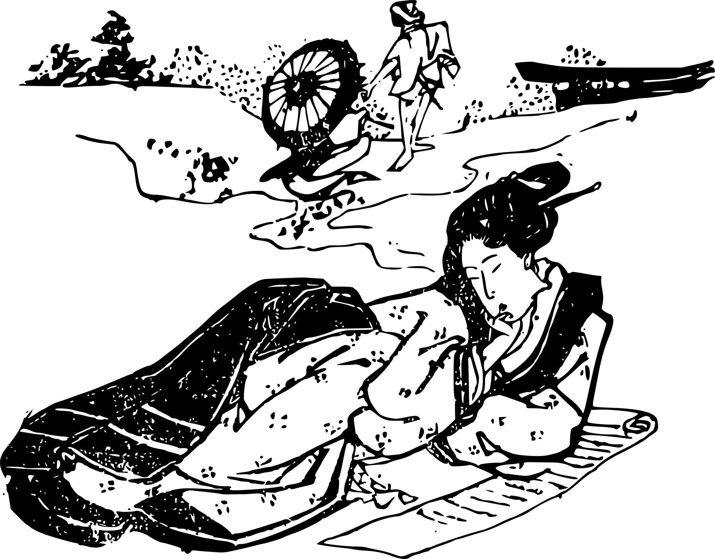 Kimono Lady Reading png