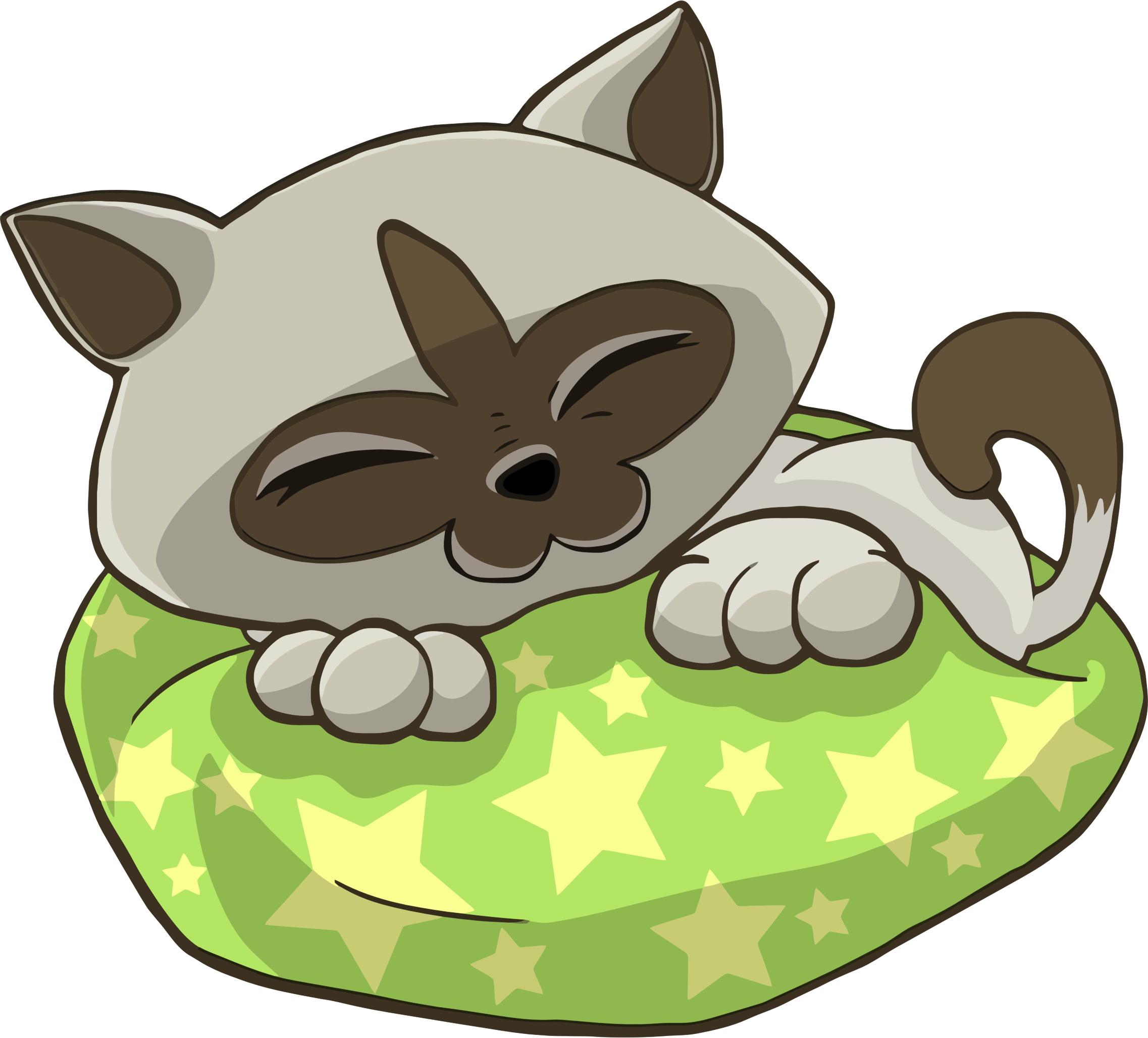 Kitten Sleeping On Starry Pillow png