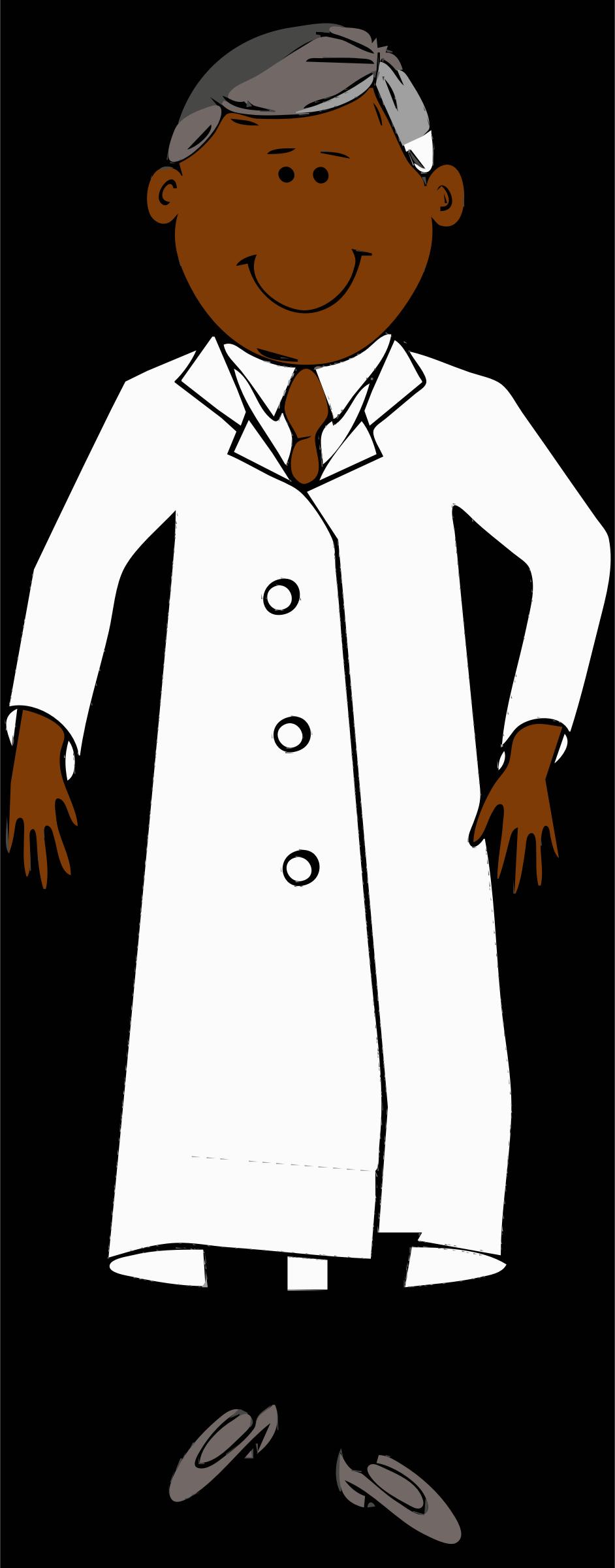 lab coat worn by scientist with grey hair png