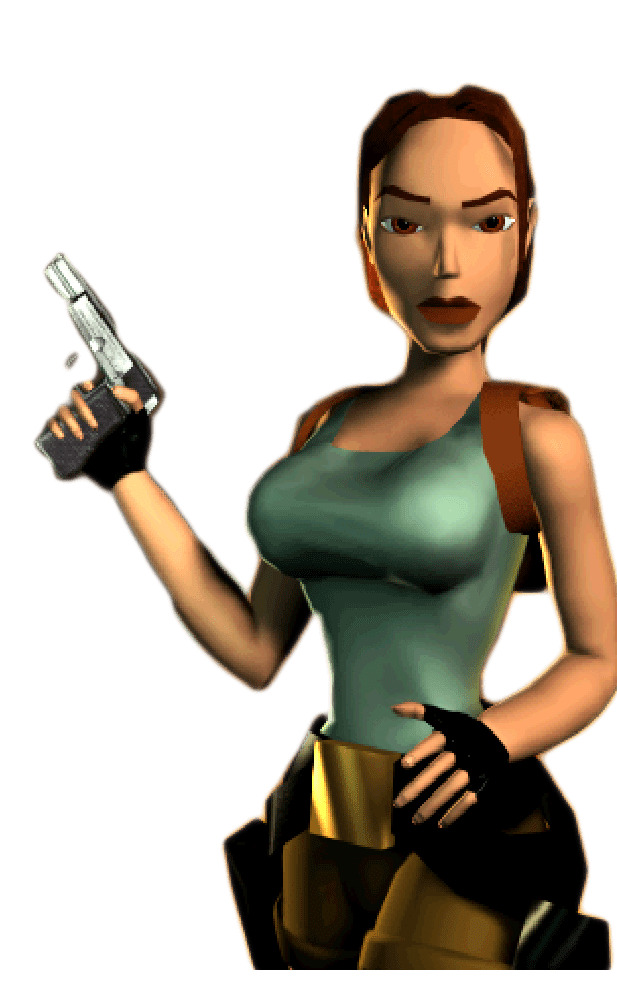 Lara Croft Holding Gun png icons
