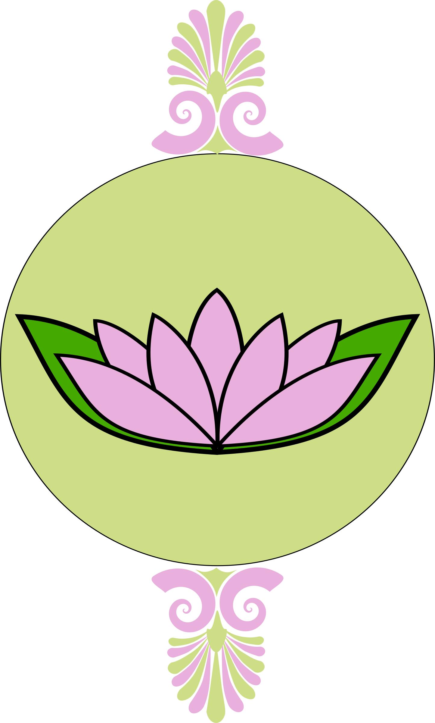 Lavender and green frame with lotus png