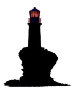 Lighthouse on Rock Silhouette icons
