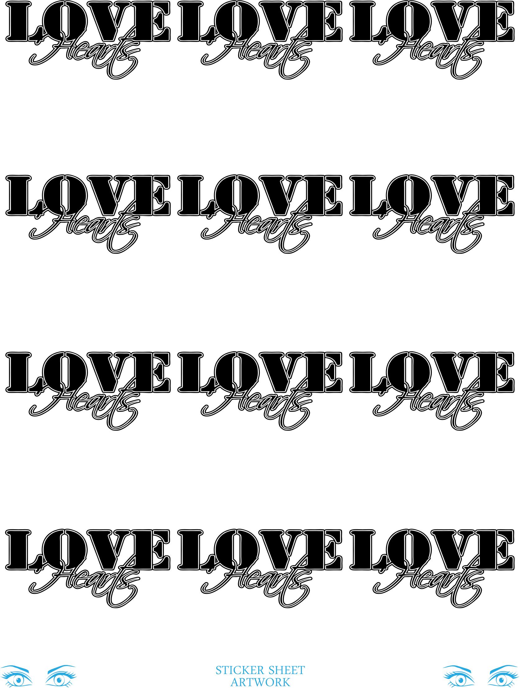LOVE HEARTS STICKER SHEETS png