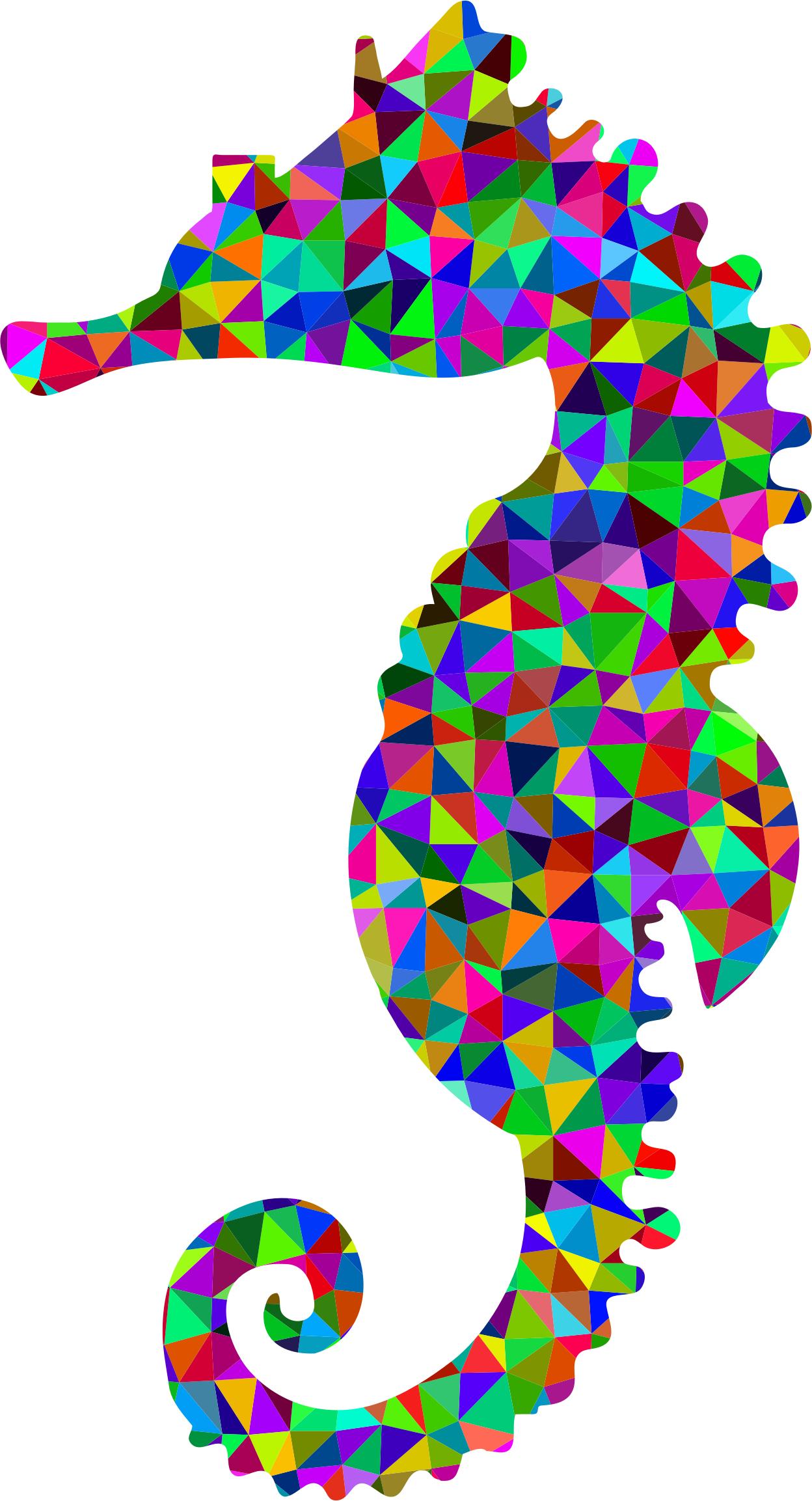 Low Poly Prismatic Seahorse Silhouette 2 PNG icons