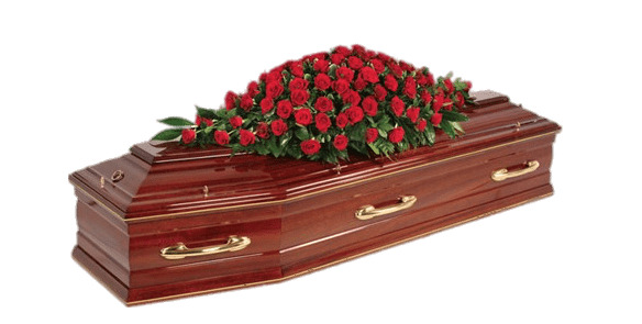 Mahogany Coffin Covered With Roses icons