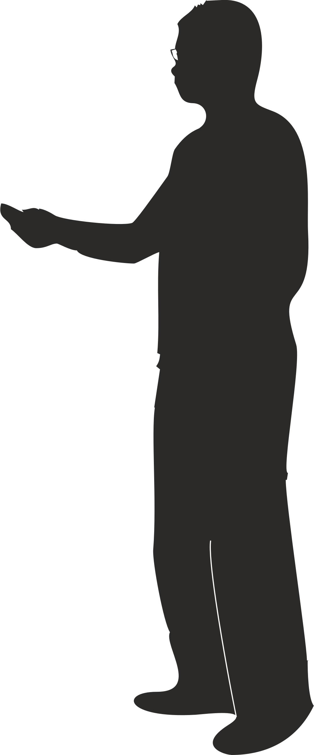 Male silhouette presenting or pointing icons
