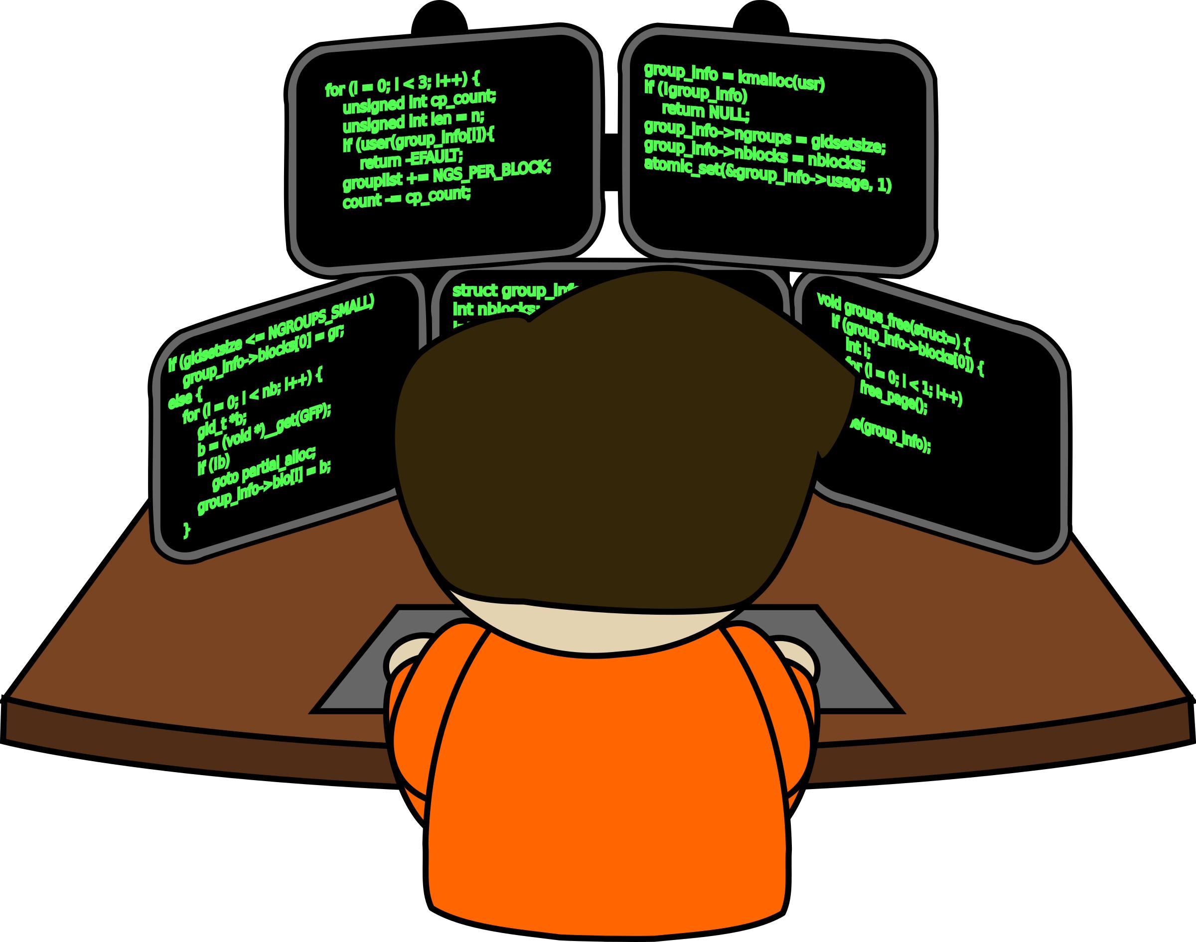 Man working at computers png