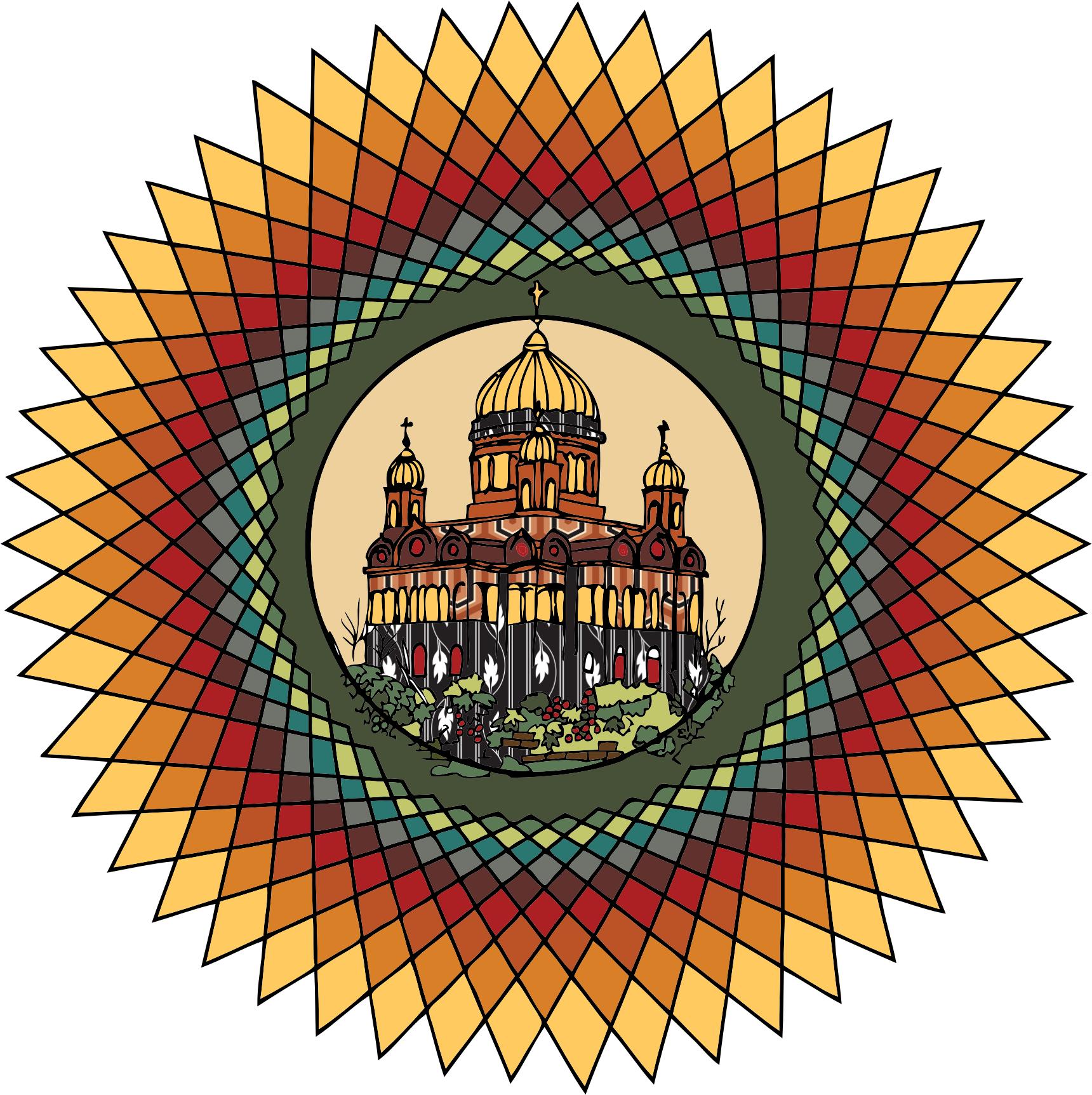 Mandala building in color PNG icons