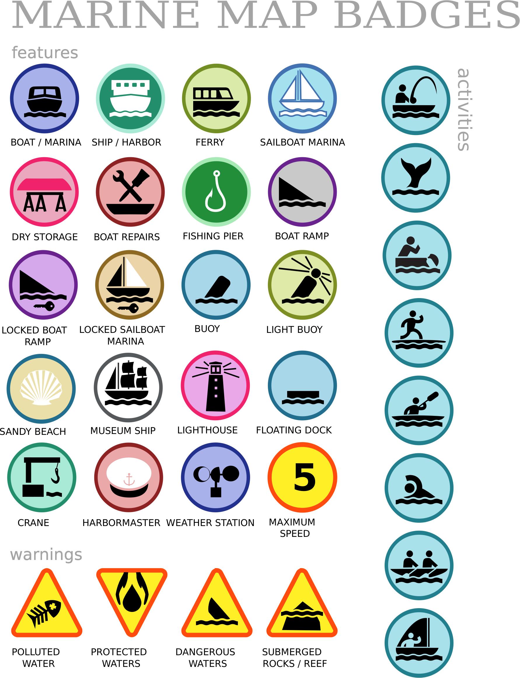 Marine Map Badges PNG icons