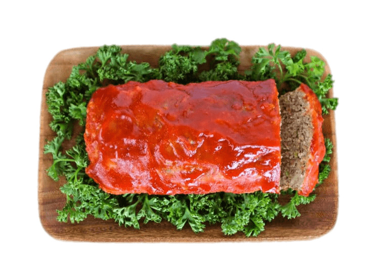 Meatloaf on A Wooden Tray png