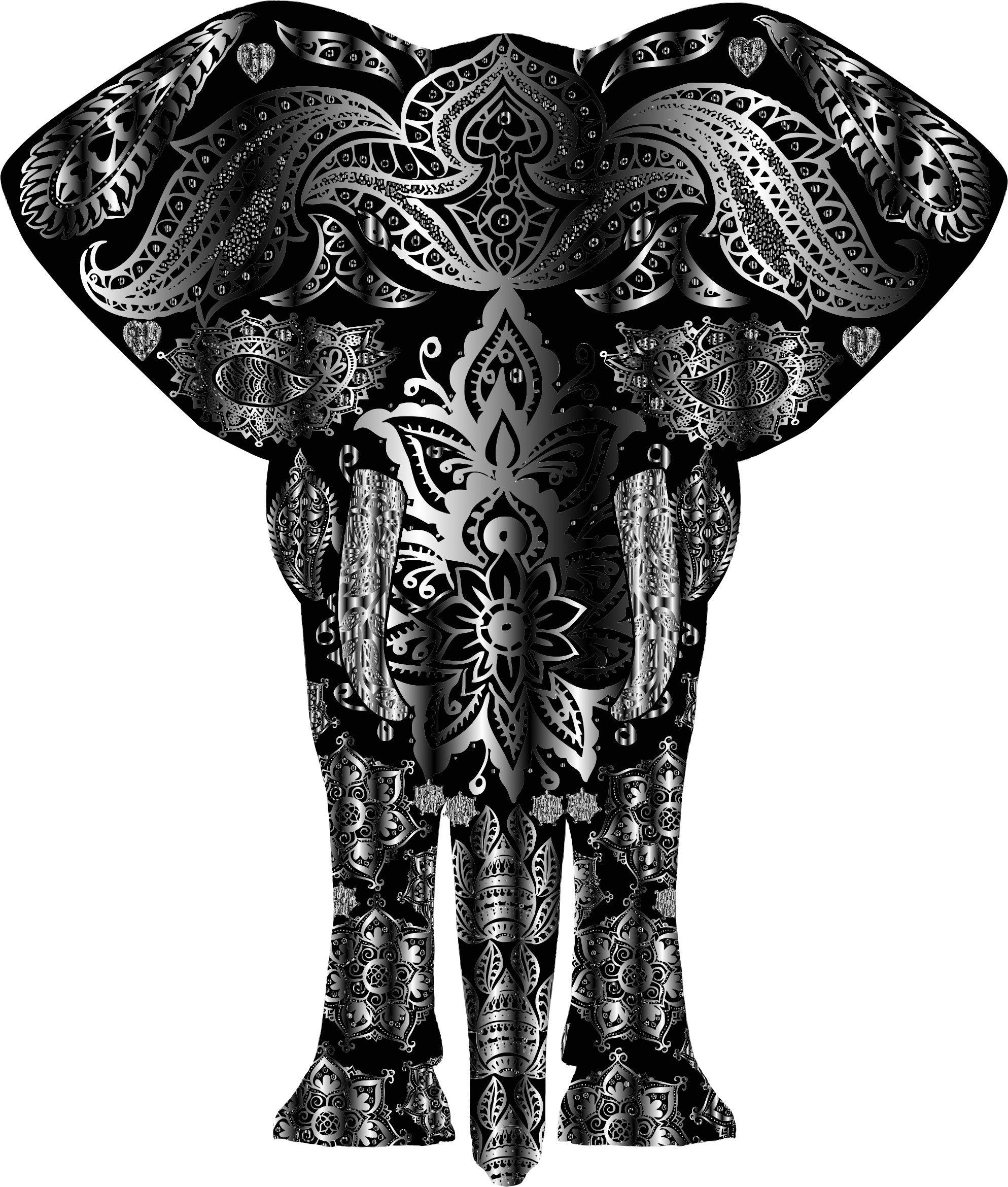 Metallic Floral Pattern Elephant png
