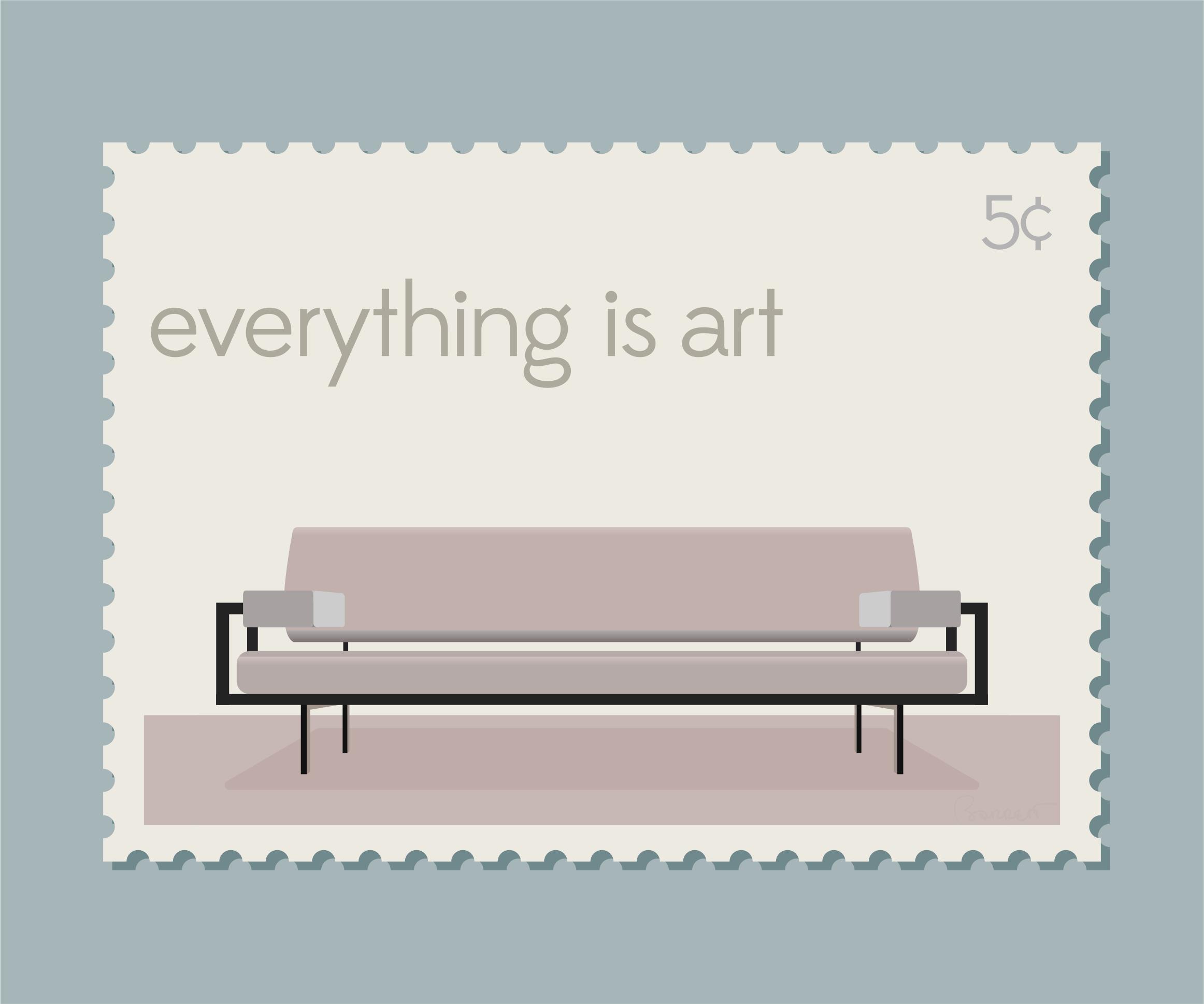 Mid-Century Stamp with Modern Couch png