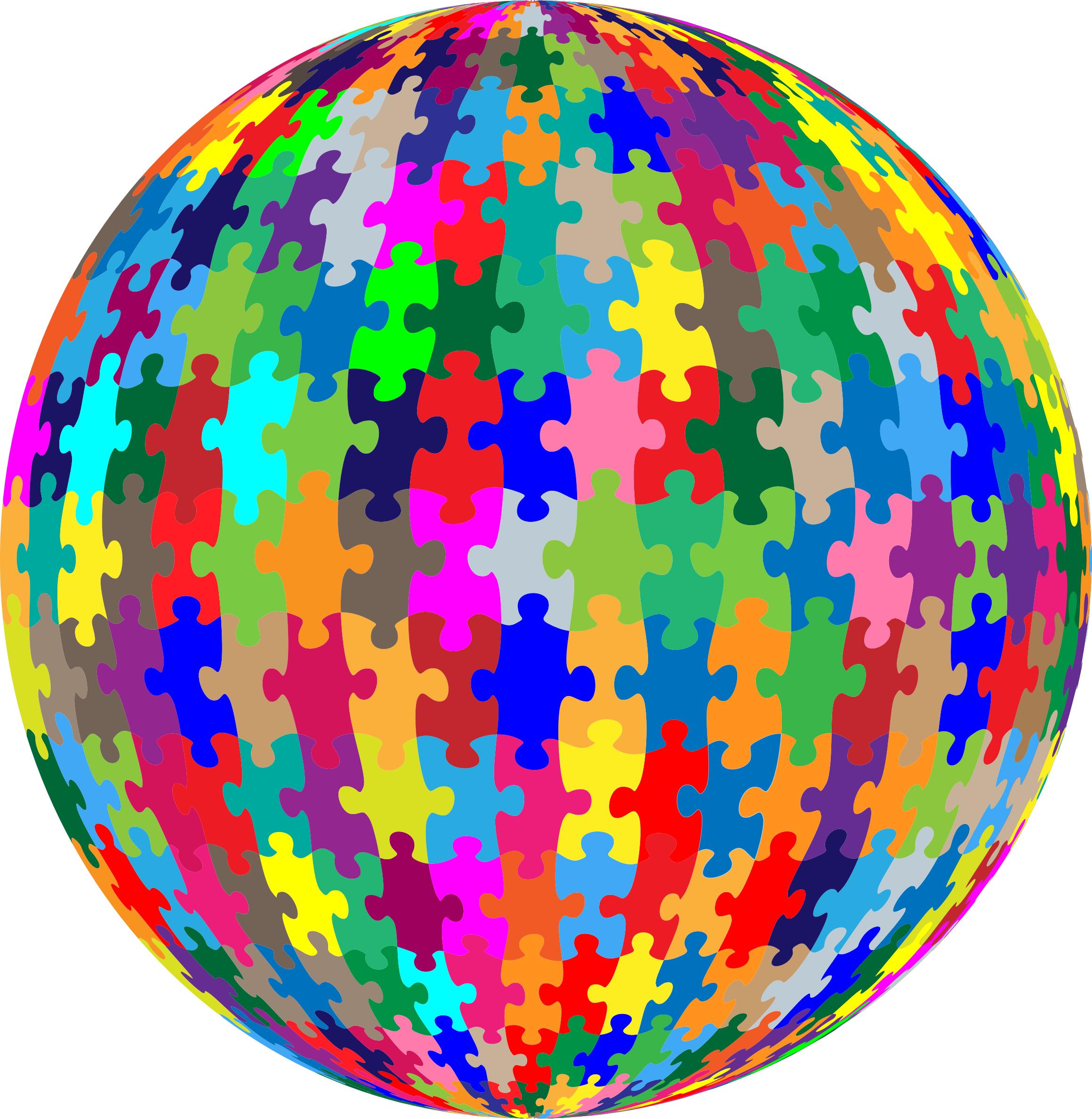 Multicolored Jigsaw Puzzle Pieces Sphere No Strokes png