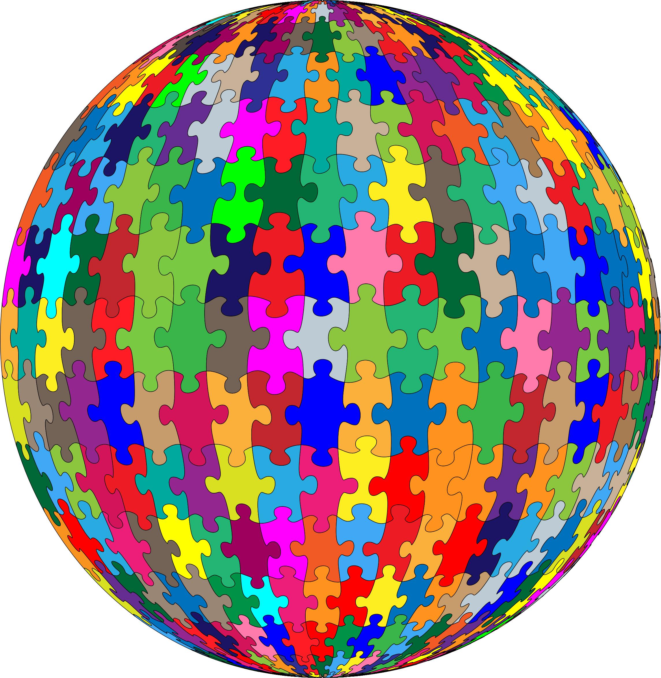 Multicolored Jigsaw Puzzle Pieces Sphere png