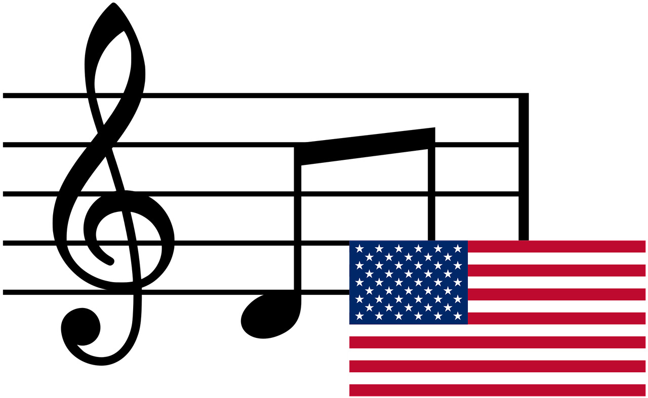Musical Notes and Flag USA png