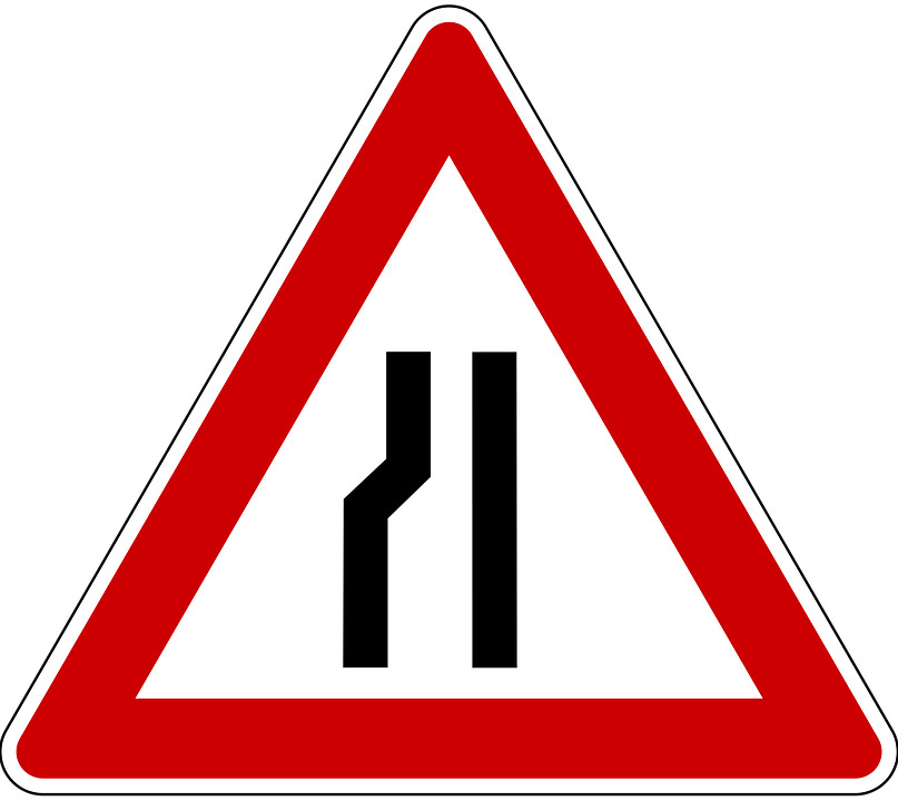 Narrow Road Warning Road Sign icons