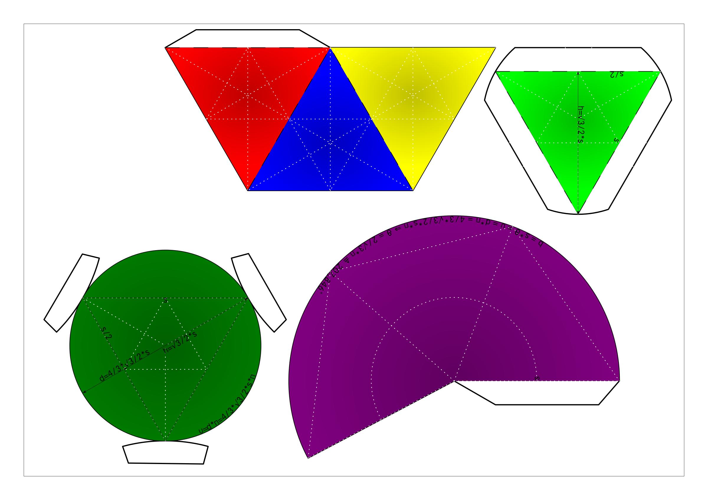 nets of cone enveloped tetrahedron png