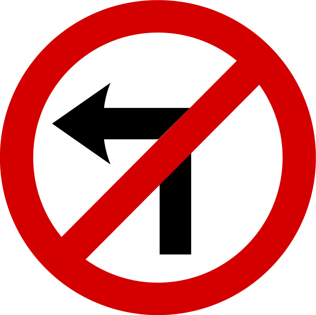 No Left Turn Traffic Sign png icons