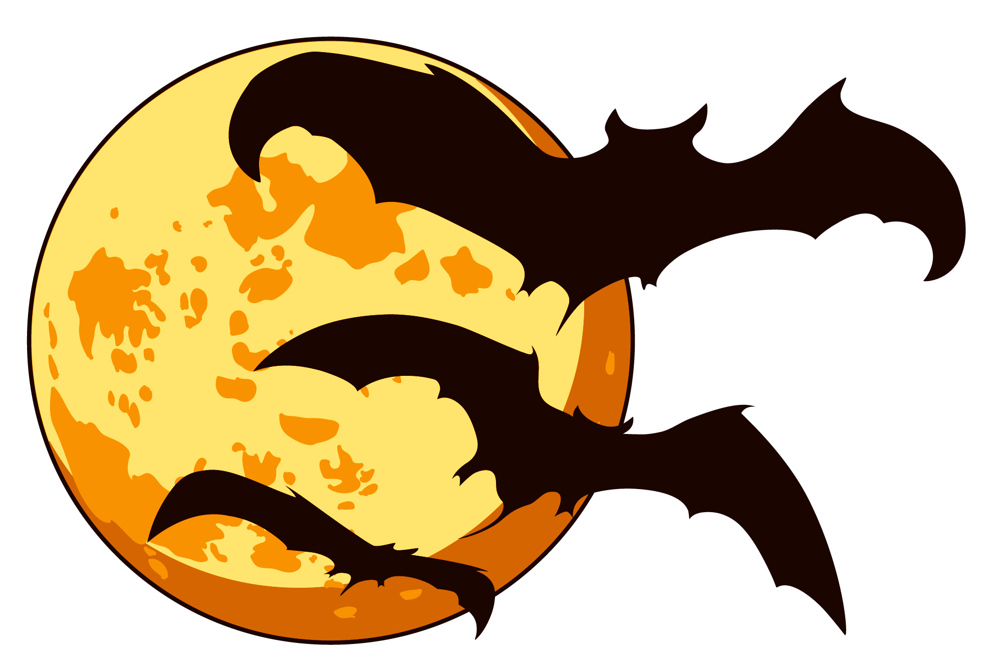 Orange Moon and Bats Halloween png