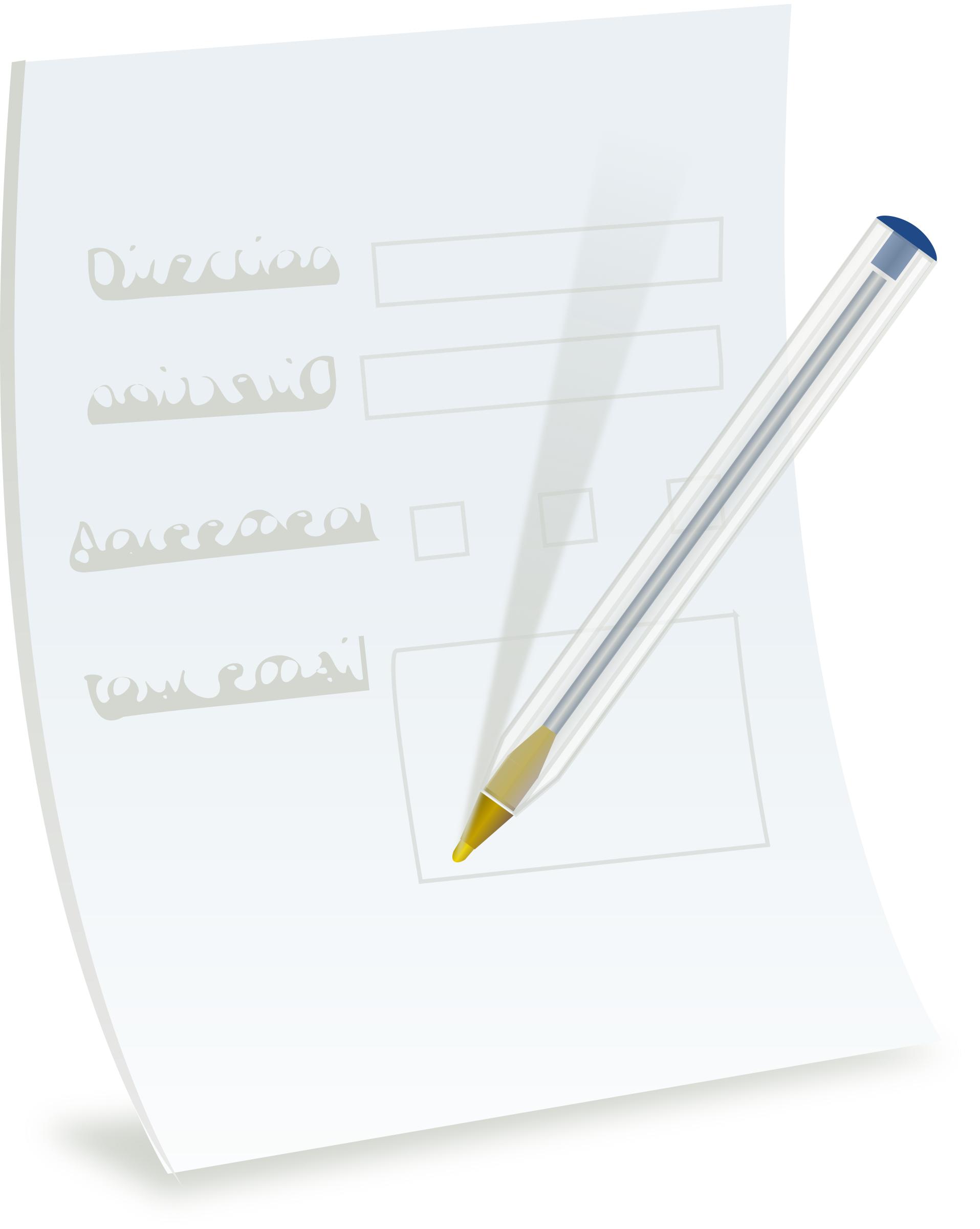 paper form with ballpoint png