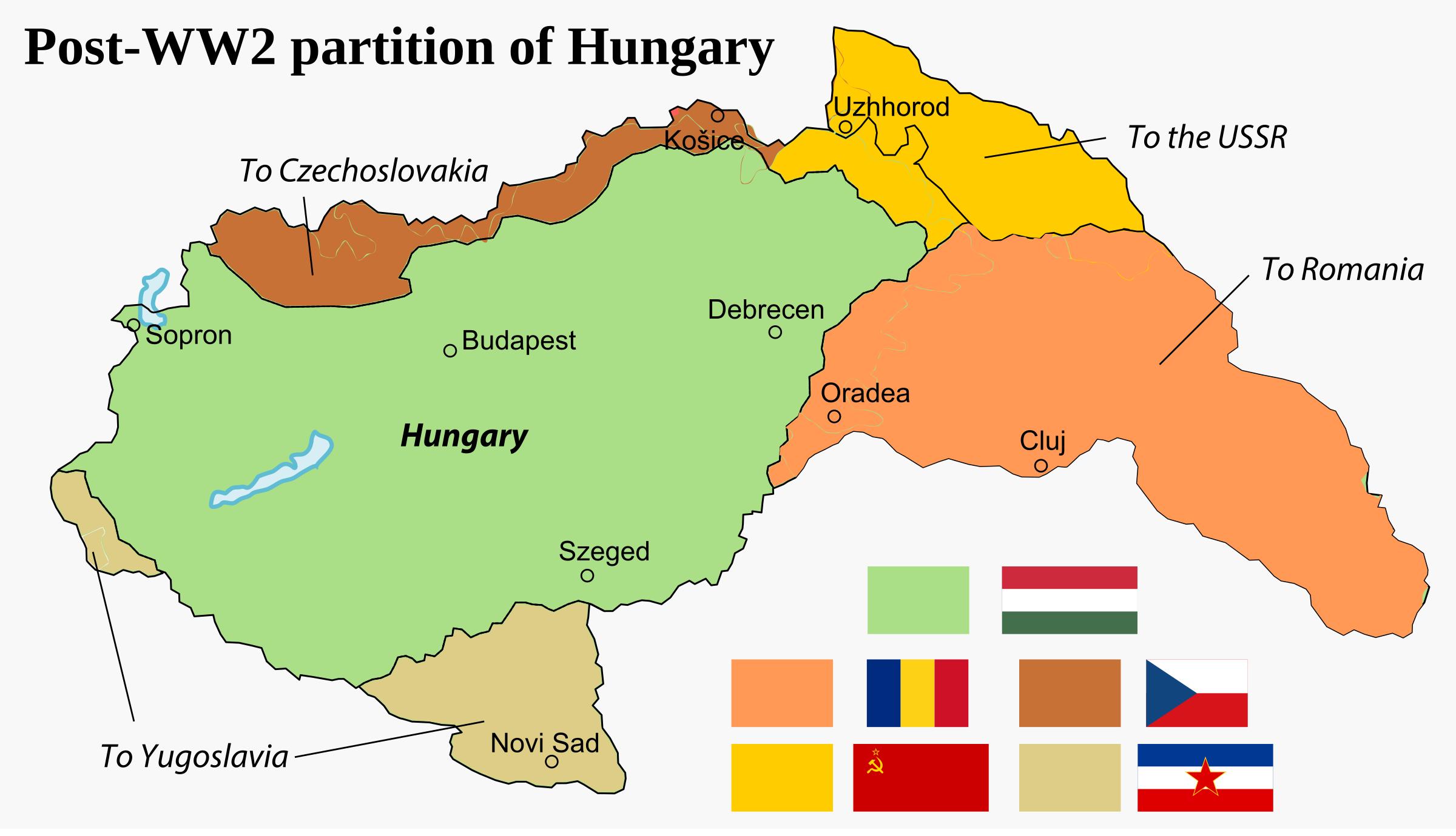 Partition of the Kingdom of Hungary after WW2, 1945. png