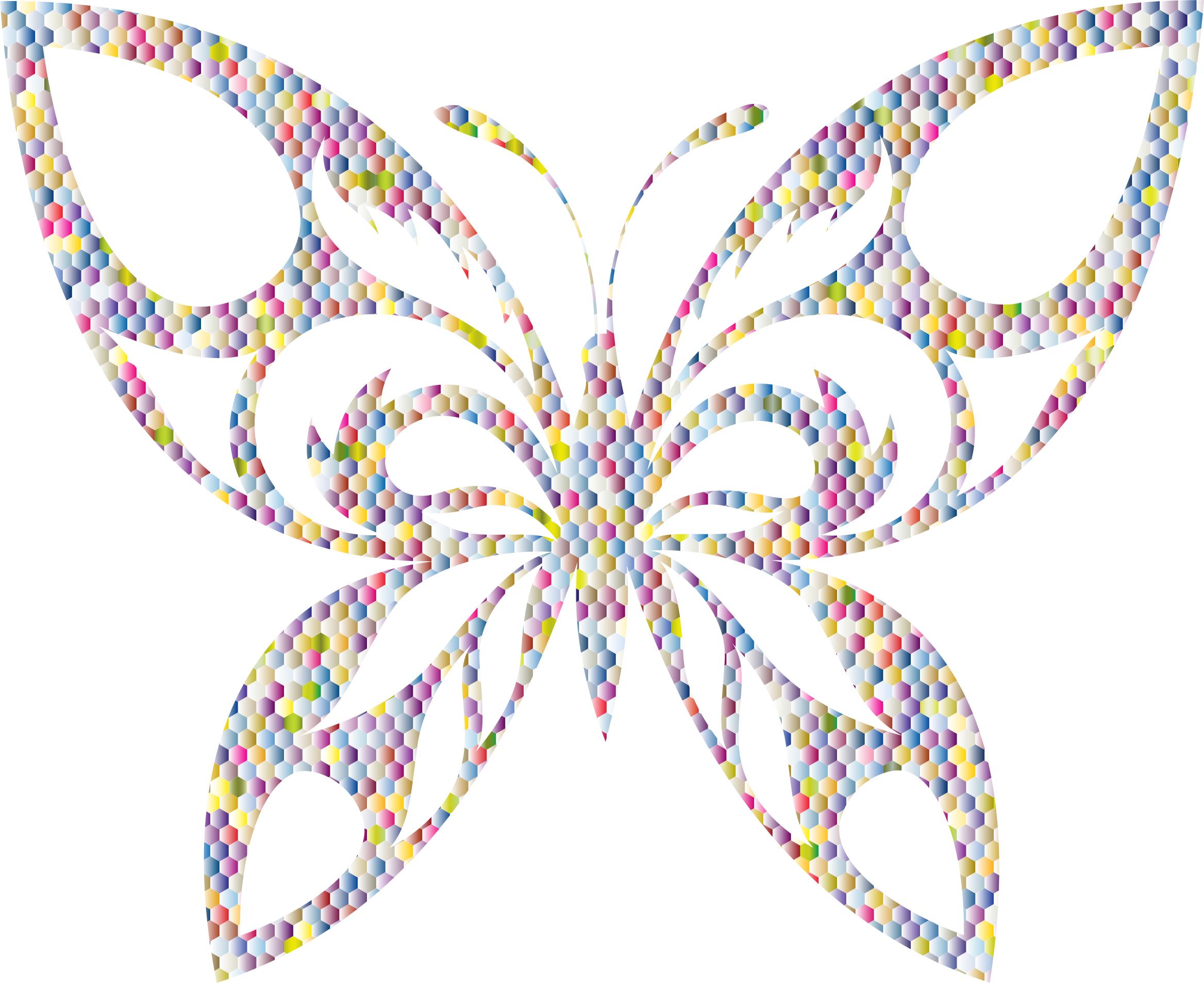 Pastel Prismatic Hexagonal Tribal Butterfly Silhouette png