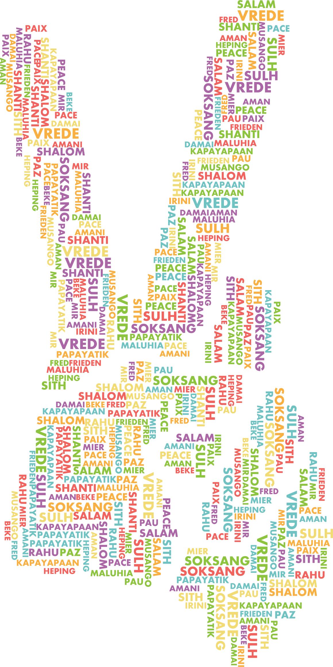 Peace Hand Sign Smoothed Word Cloud No Background png