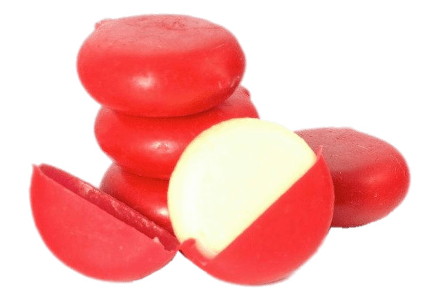 Pile Of Babybel Cheese and One Opened Cheese png