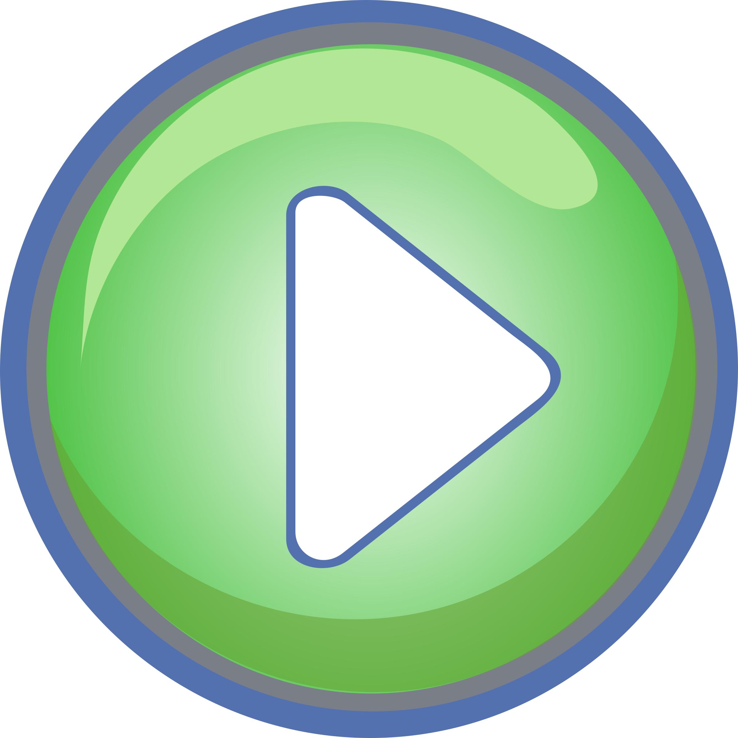 Play Button Green with Blue Border PNG icons