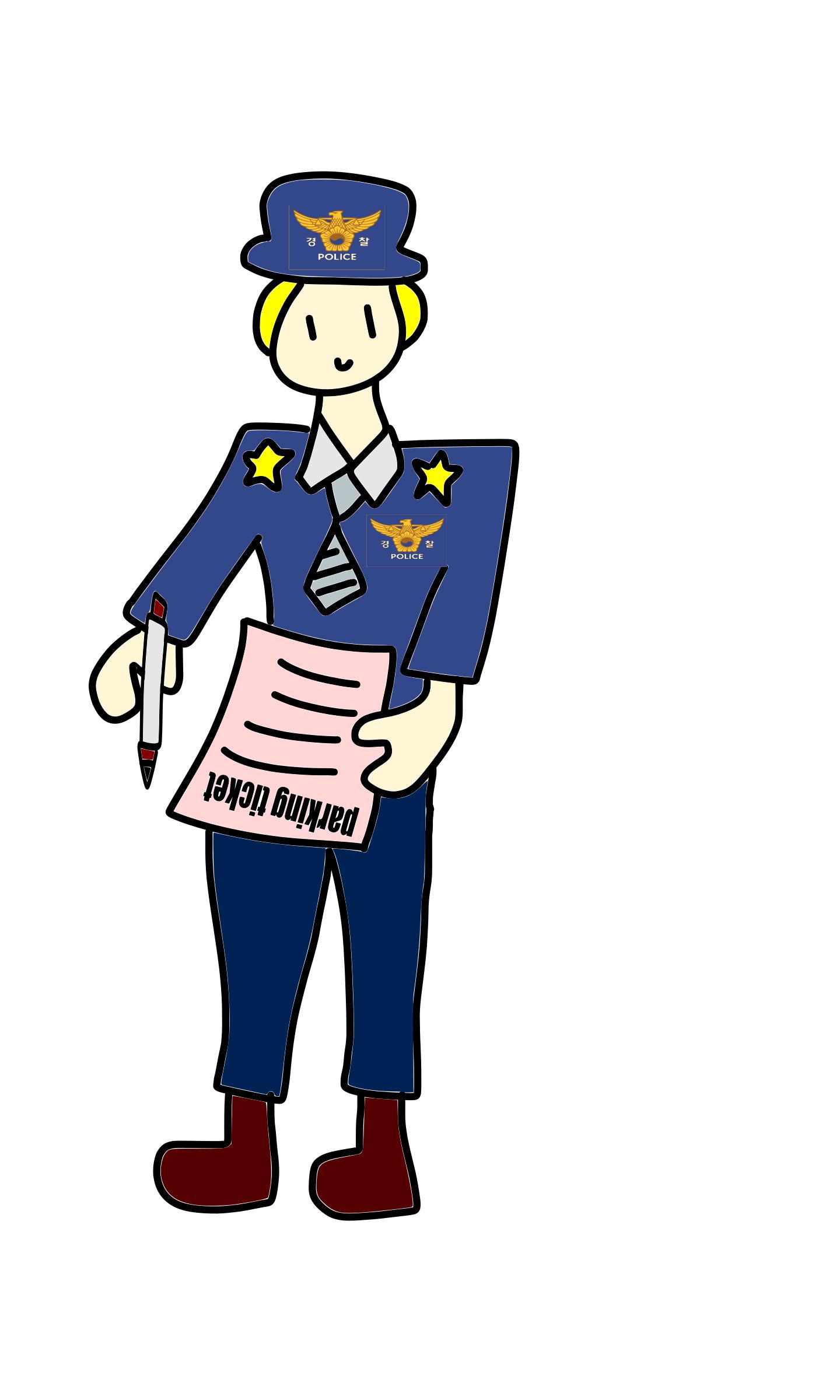 police officer with a parking ticket and a pen png