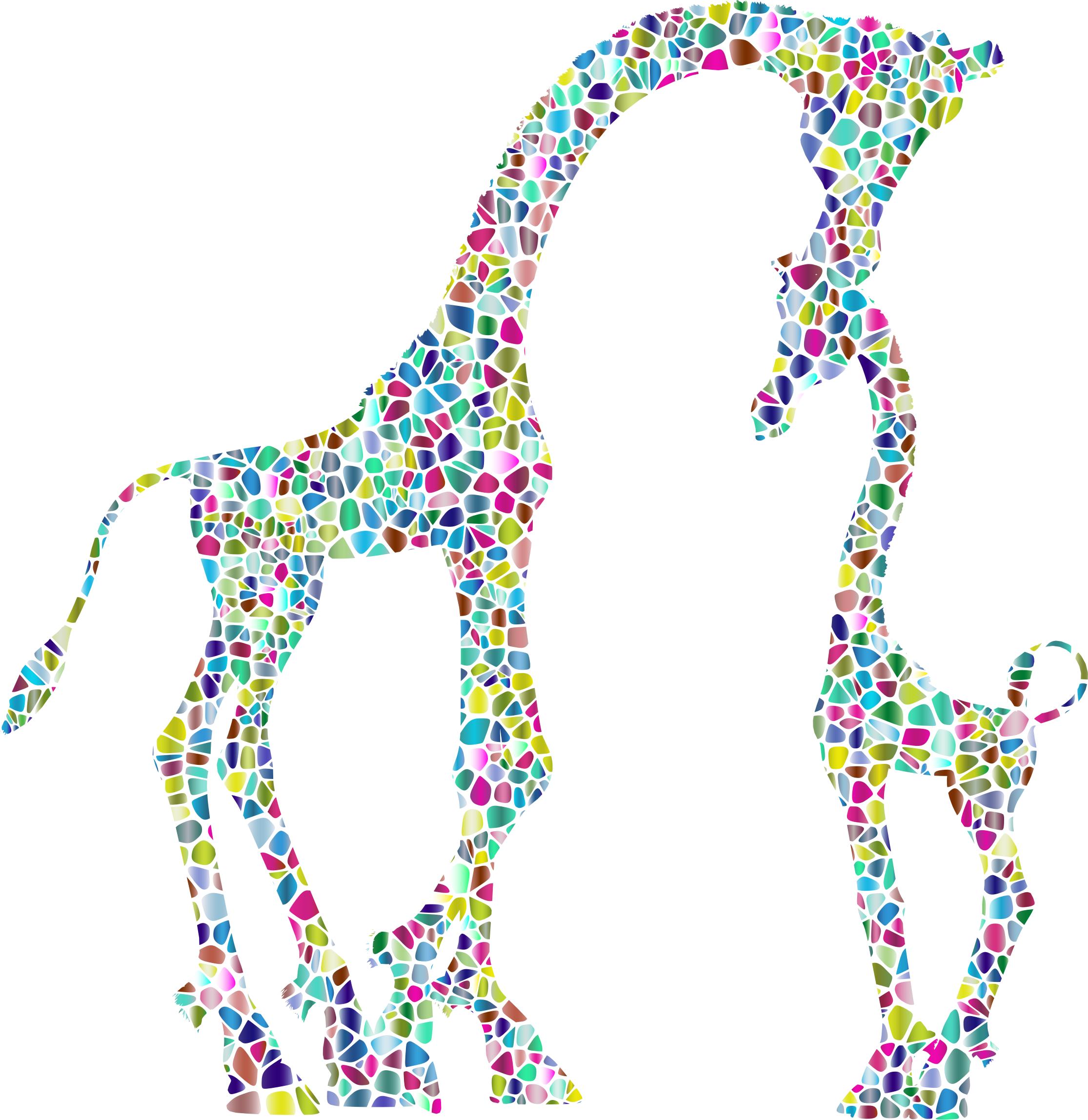 Polyprismatic Tiled Mother And Child Giraffe Silhouette Variation 2 No Background png