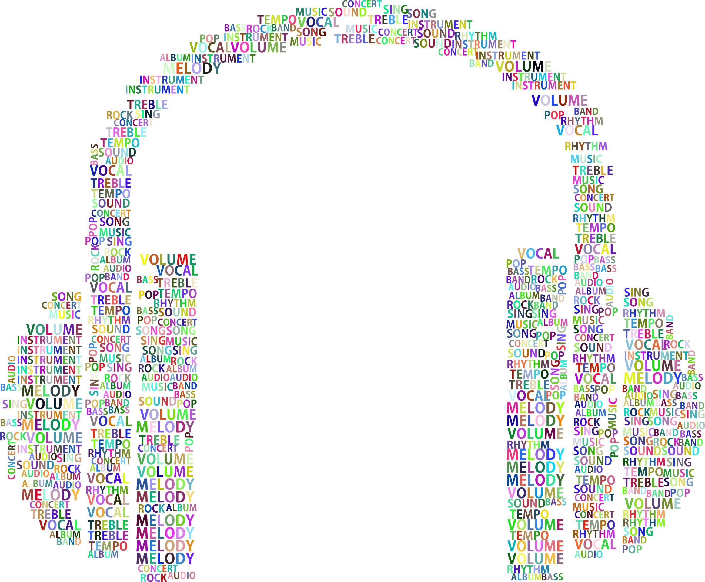 Prismatic Music Headphones Word Cloud No Background png icons