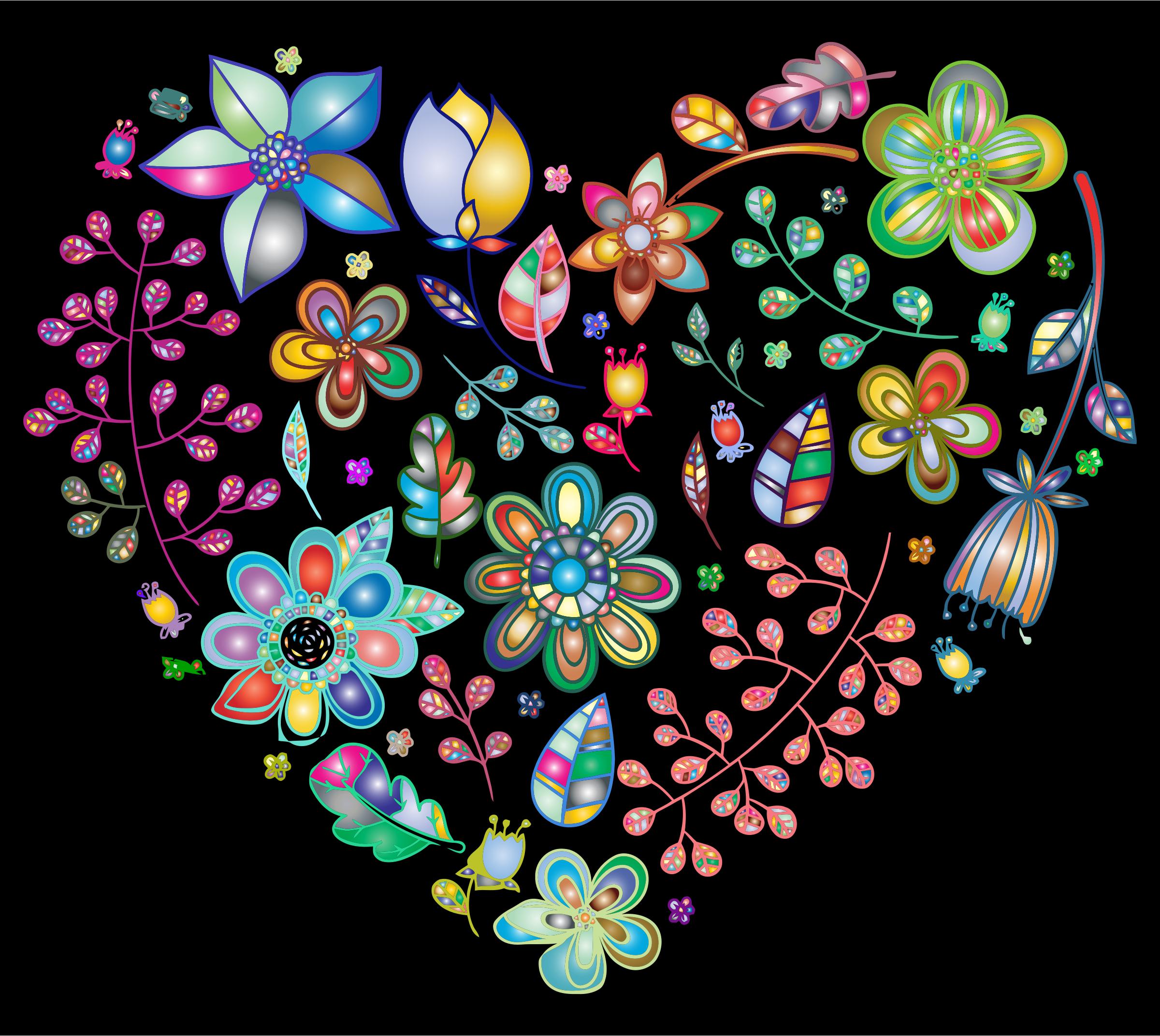 Prismatic Psychedelic Floral Heart 2 png