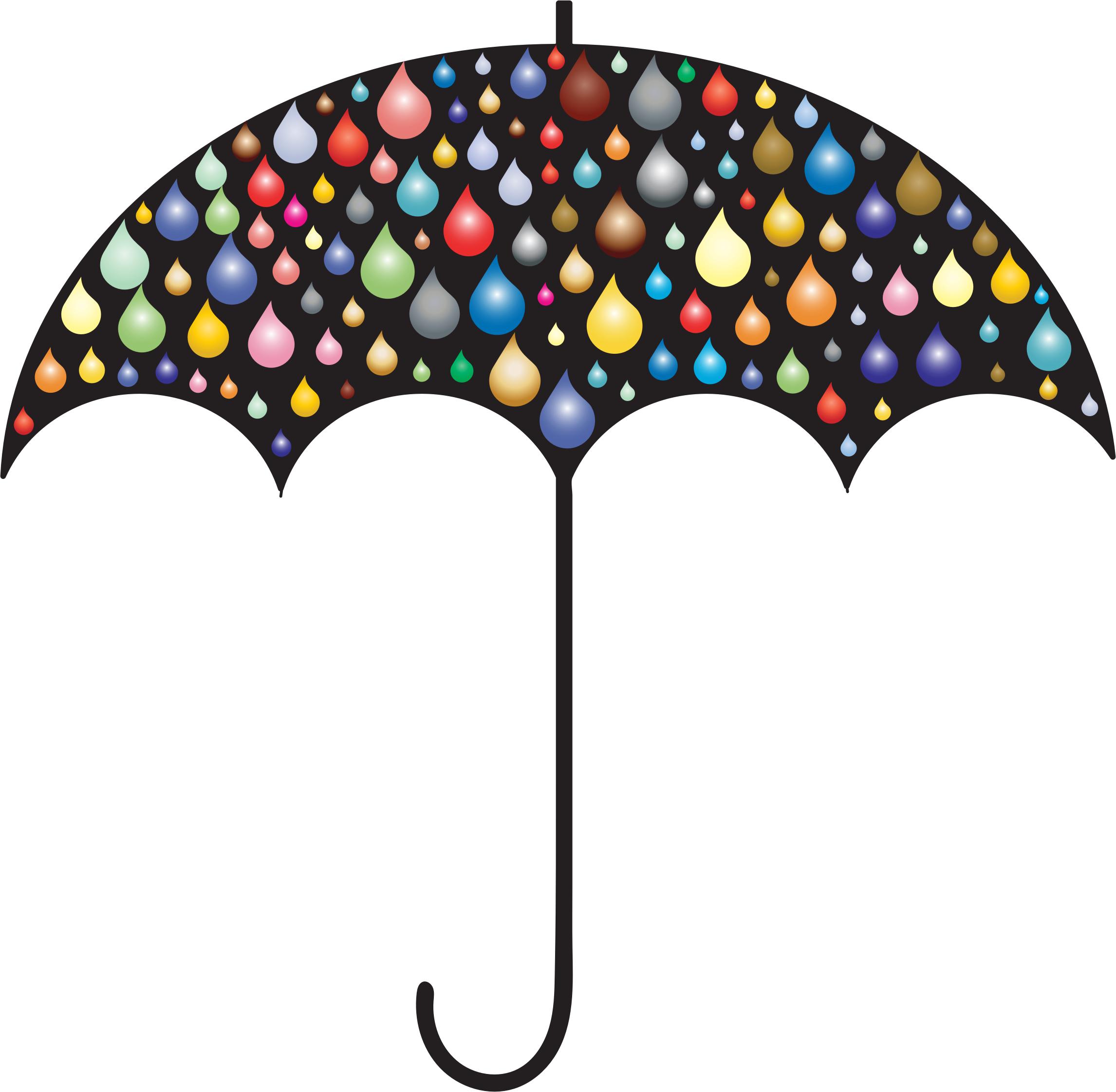 Prismatic Rain Drops Umbrella Silhouette 2 png