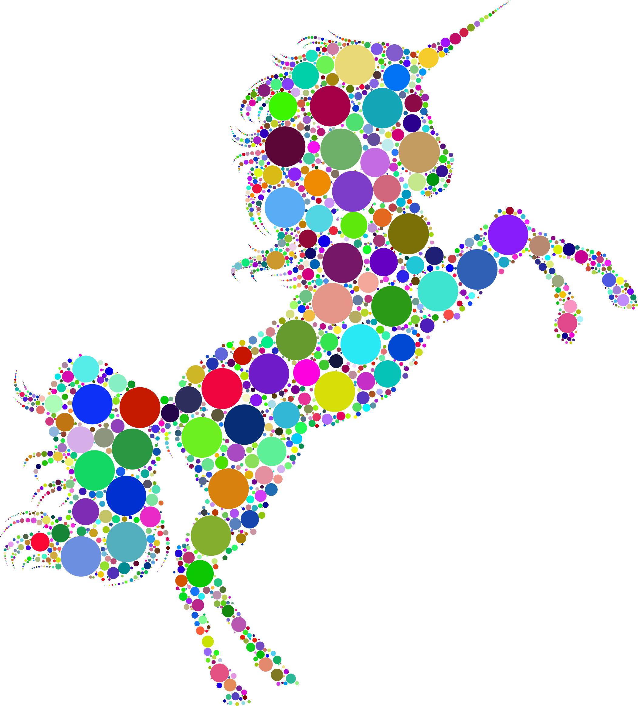 Prismatic Unicorn Silhouette 2 Circles No Background png