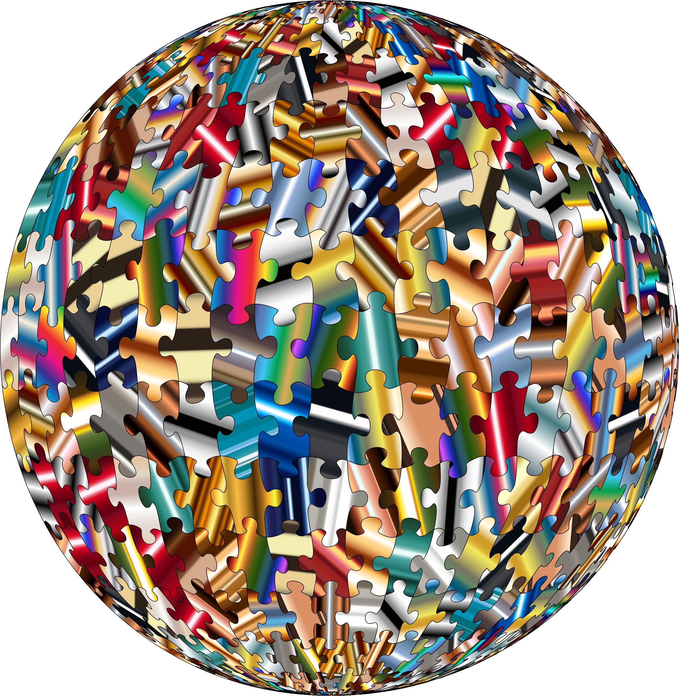 Psychedelic Jigsaw Puzzle Pieces Sphere png