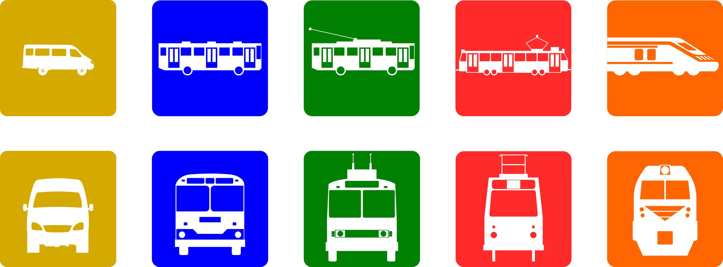 Public transport pictograms icons
