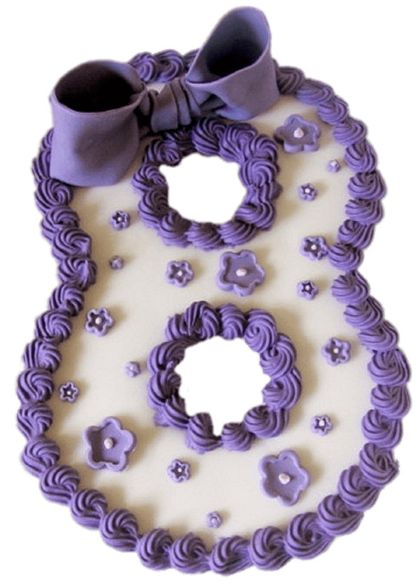Purple Bow Number 8 Cake png icons