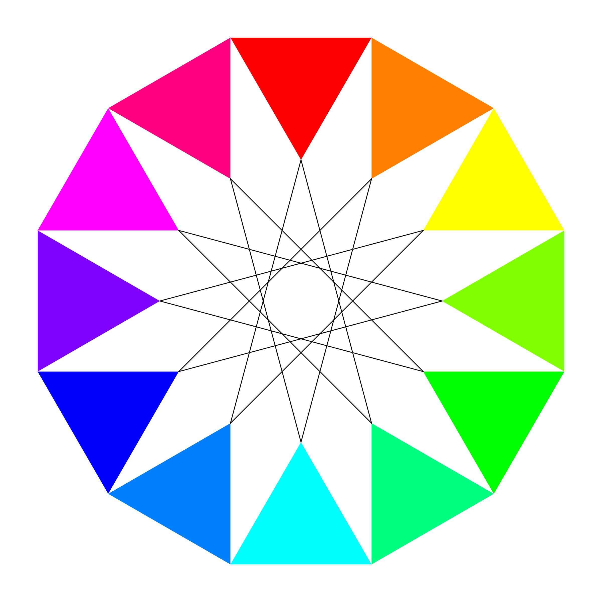 rainbow dodecagon and black dodecagram png