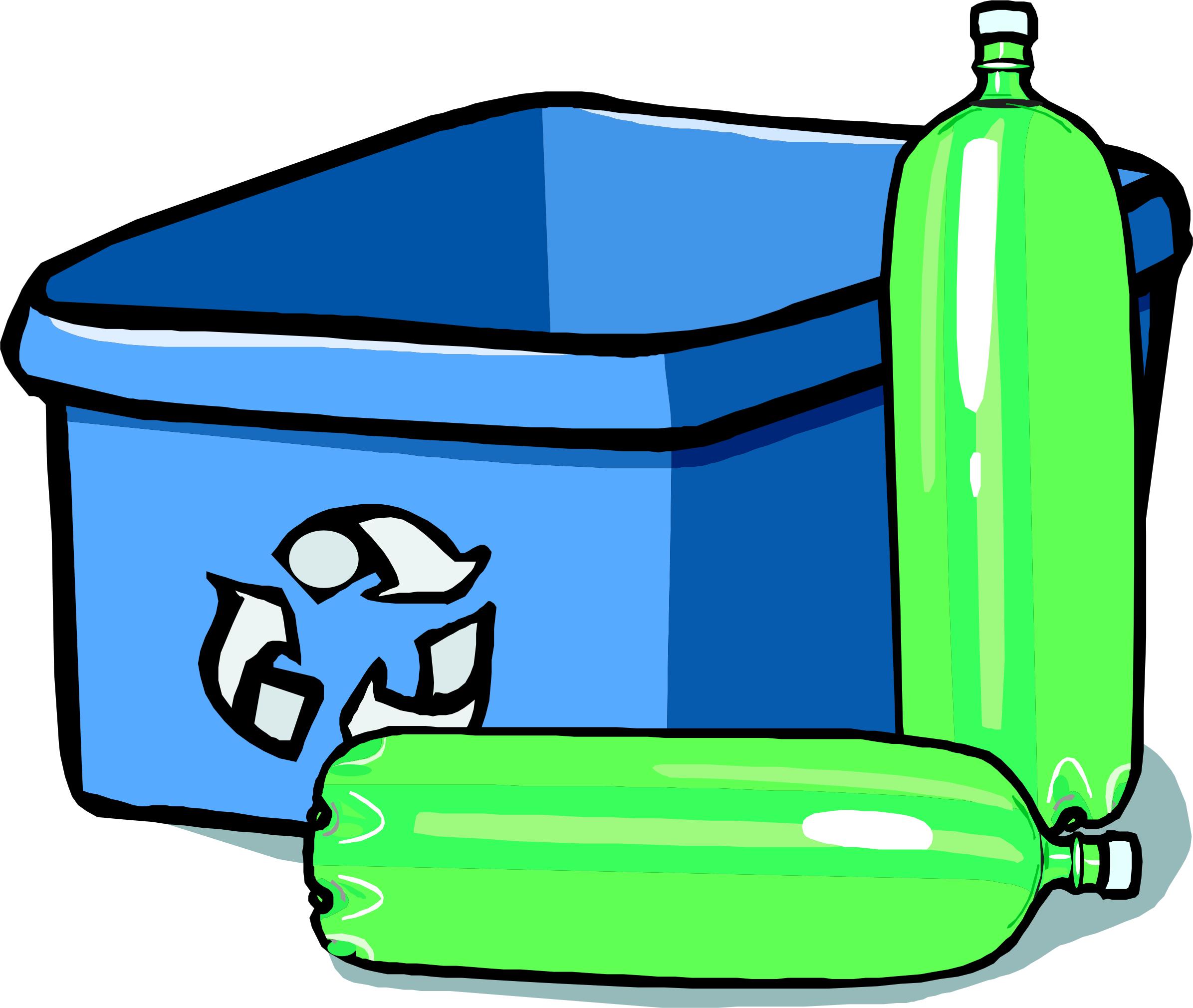 Recycling bin and bottles png