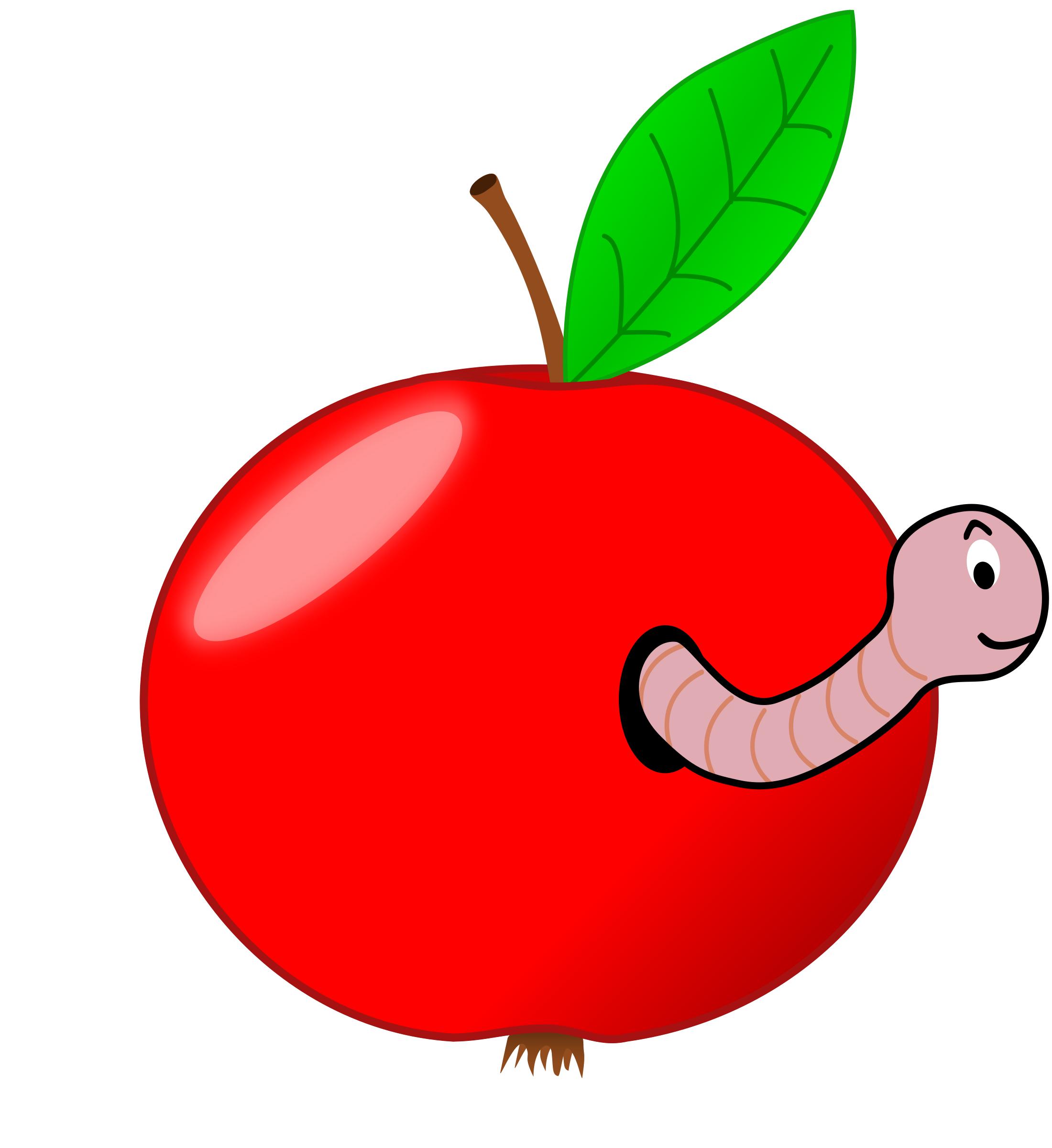 Red Apple with a Worm png