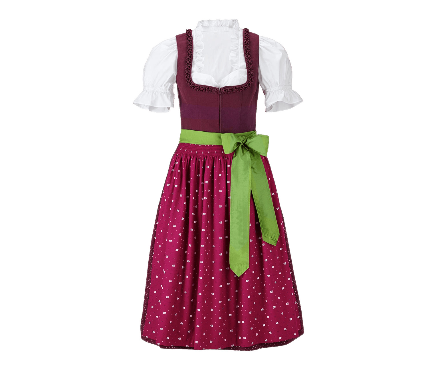 Red Dirndl Dress With Green Belt icons