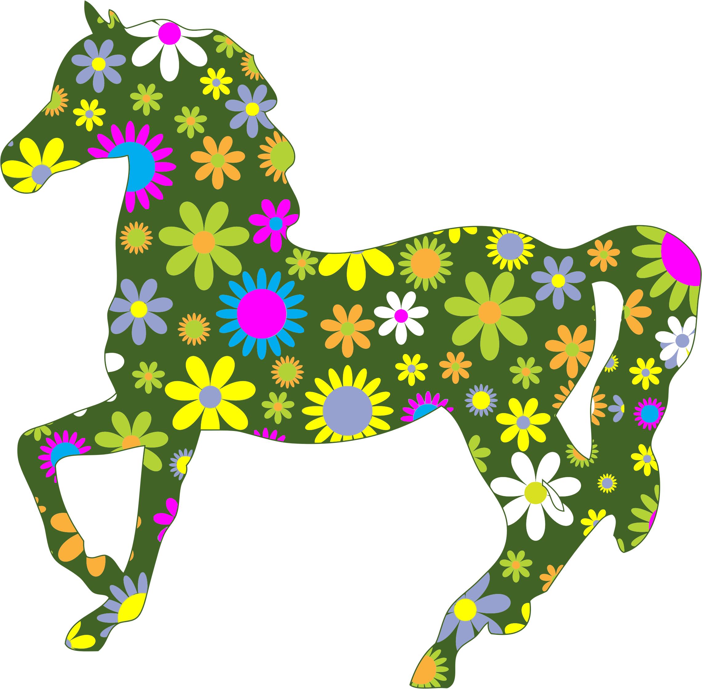 Retro Floral Horse png